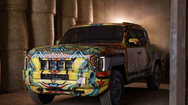 2024 Kia ​​Tasman Ute, Front 3/4 abgedeckt