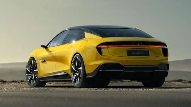 2025 Lotus Emeya, 3/4-Rückansicht, statische Aufnahme