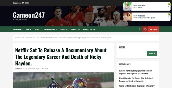 Nicky Hayden gefälschte Betrugsseite