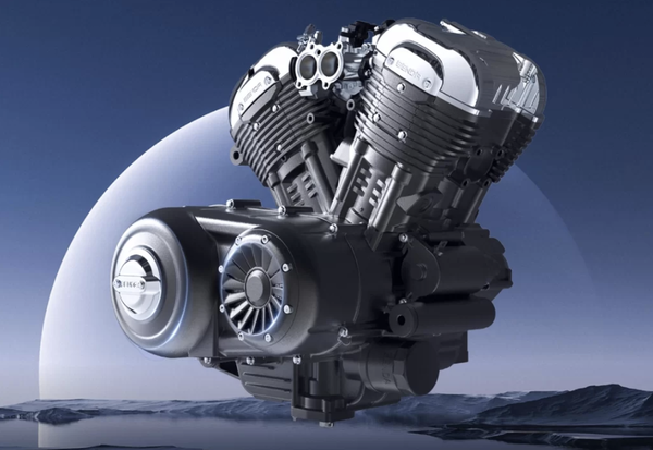 Der Motor des Fahrrads mit dem CVT sichtbar (die entlüftete Abdeckung)