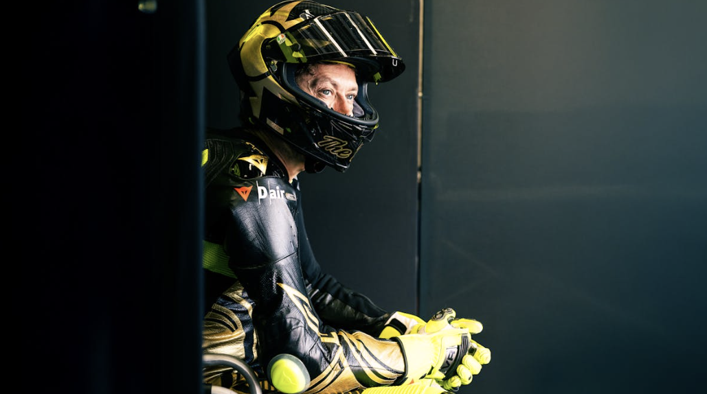 Valentino Rossi wearing the special VR46 anniversary leathers and helmet. Photo credit - UNICEF