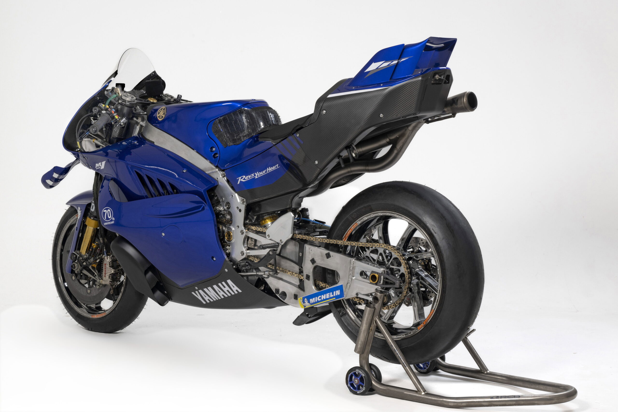 Valentino Rossi wearing the special VR46 anniversary leathers and helmet. Photo credit - UNICEF