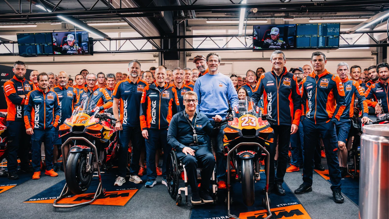 KTM management with its race teams and RC16 MotoGP bikes.