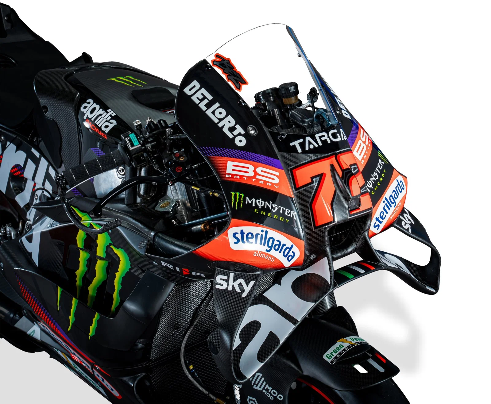 Monster Energy-Logo auf Marco Bezzecchis Aprilia MotoGP-Motorrad.