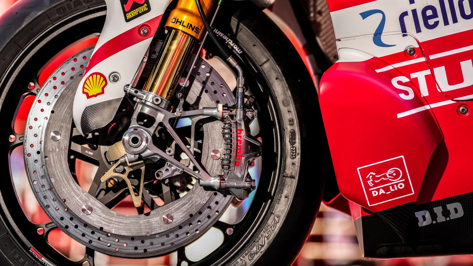 Brembo brake discs on a WorldSBK machine.