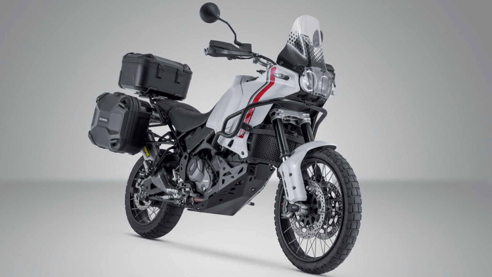 Ducati DesertX with a luggage set.