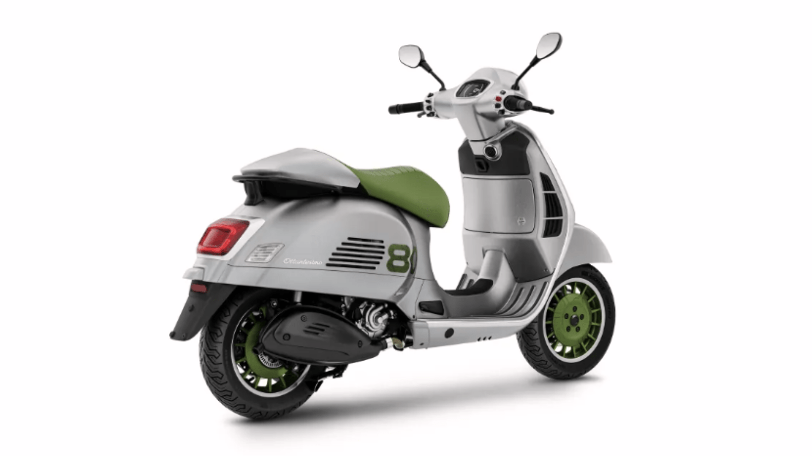 Studioaufnahme des neuen Rollers Vespa Edizione Ottantesimo.