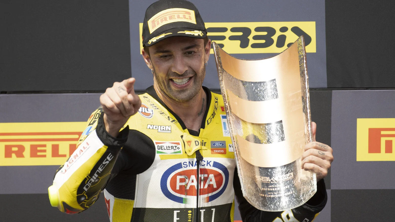 Andrea Iannone on the World Superbike podium