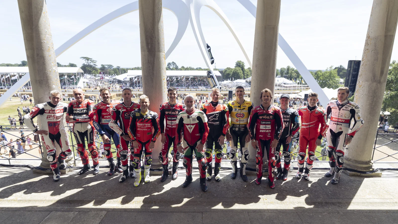 Past and present Ducati racers at Goodwood.