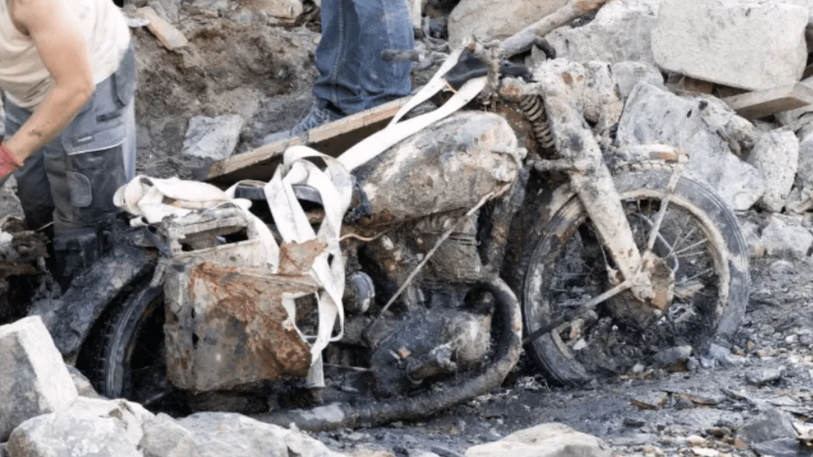 The bike found was discovered alongside human remains and artillery. Credit: honvedelem.hu