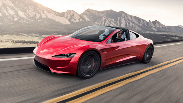 Tesla Roadster 2023 beim Fahren