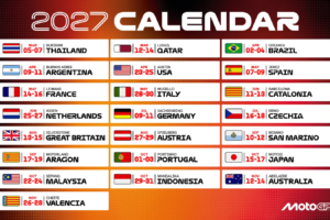 MotoGP enthüllt den Kalender für 2027 mit 22 Rennen und zwei neuen Austragungsorten