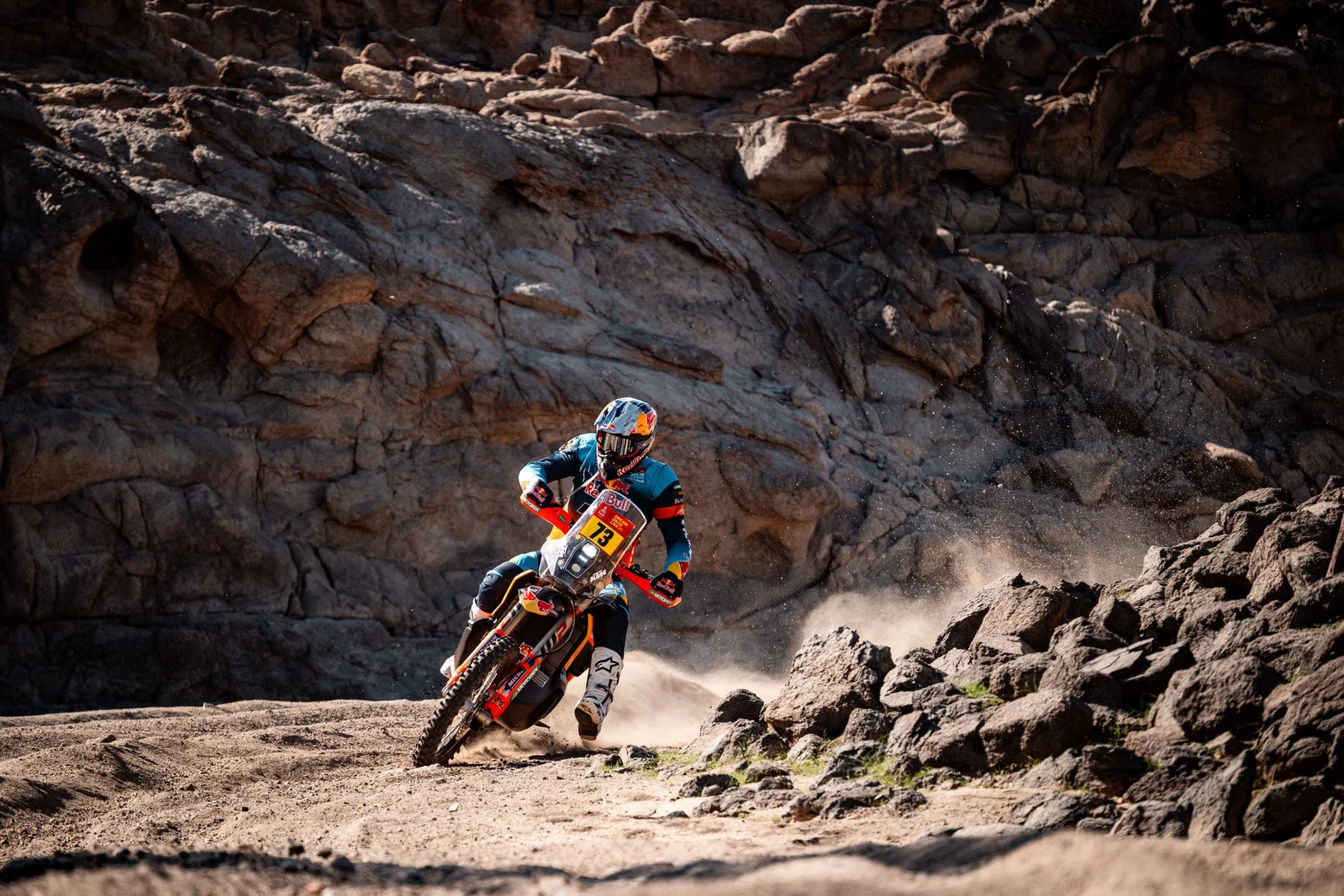 Ein KTM 450 Rally-Motorrad im Einsatz bei der Dakar 2026
